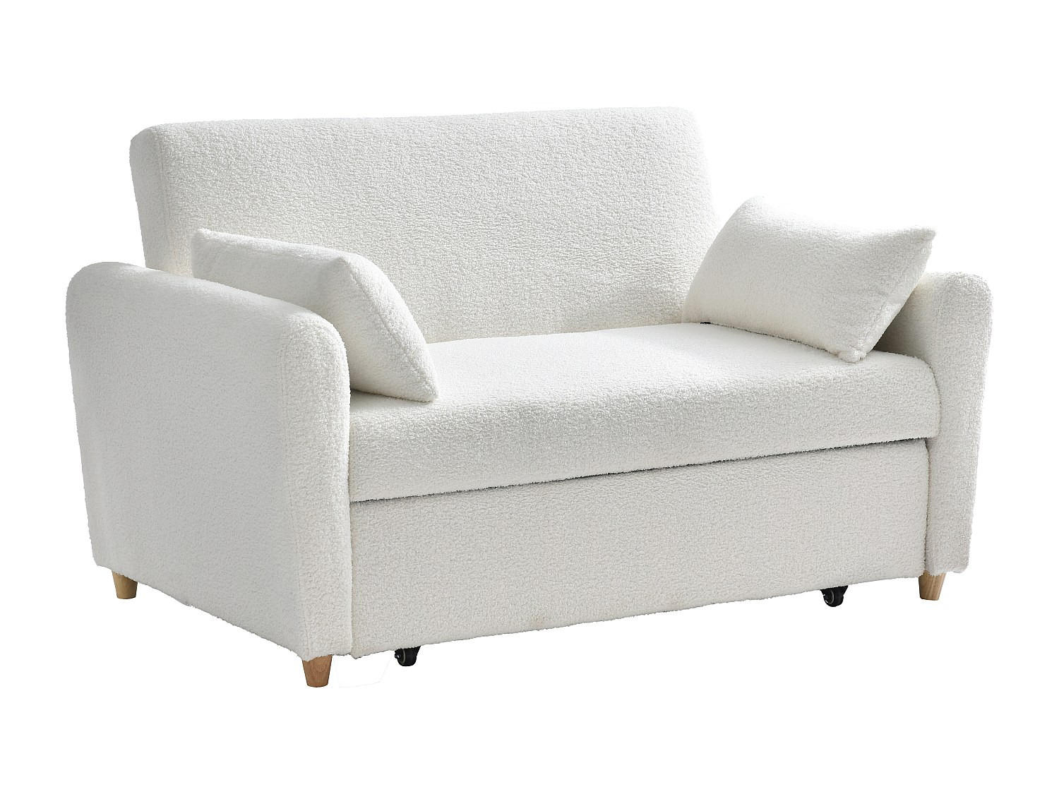 SOFA 2-Sitzer mit Schlaffunktion - Bouclé-Stoff - Weiß - AYLA - Weiß, Textil (140/86/87cm) - Vente-Unique