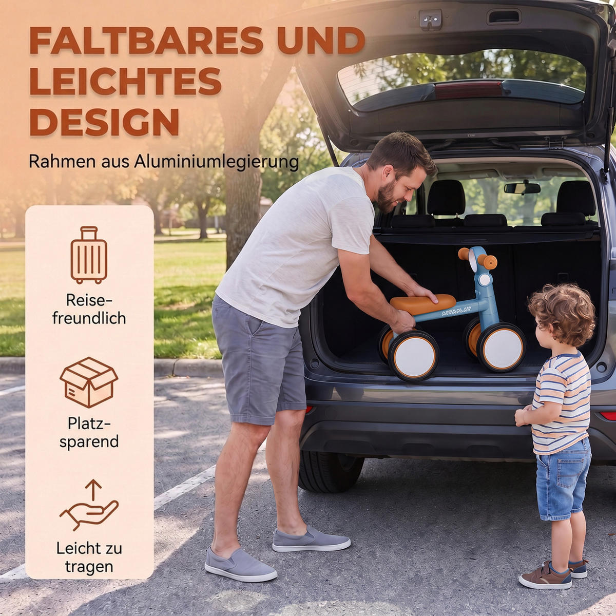 KINDERLAUFRAD Aluminiumlegierung EVA Blau - Blau, Metall (57/28.5/40cm) - AIYAPLAY