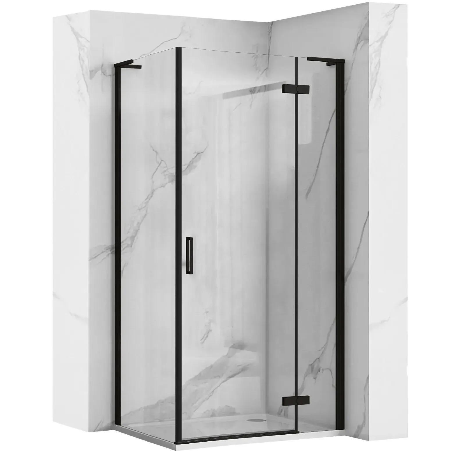 DUSCHKABINE Rea Hugo Black 80x90 - Schwarz, Glas (80/90/200.5cm) - REA