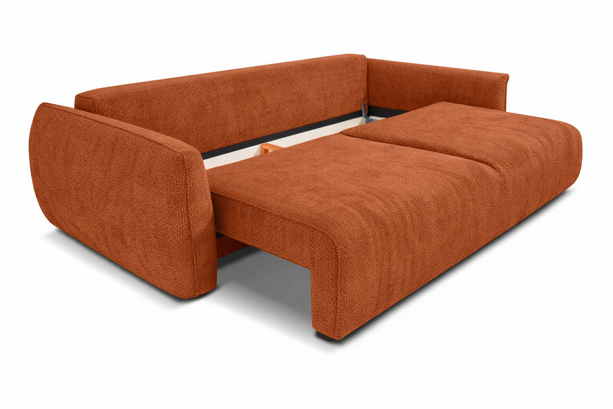 SOFA Mit Schlaffunktion Und Bettkasten, Chenille-Stoff Flow, Kupfer, Zephira - Orange, Holz (238/87/140cm) - Kaiser Möbel