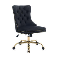 BÜROSTUHL Samt Schwarz mit goldfarbenem Metallgestell - Schwarz, Metall (50/98/63cm) - Meubliv