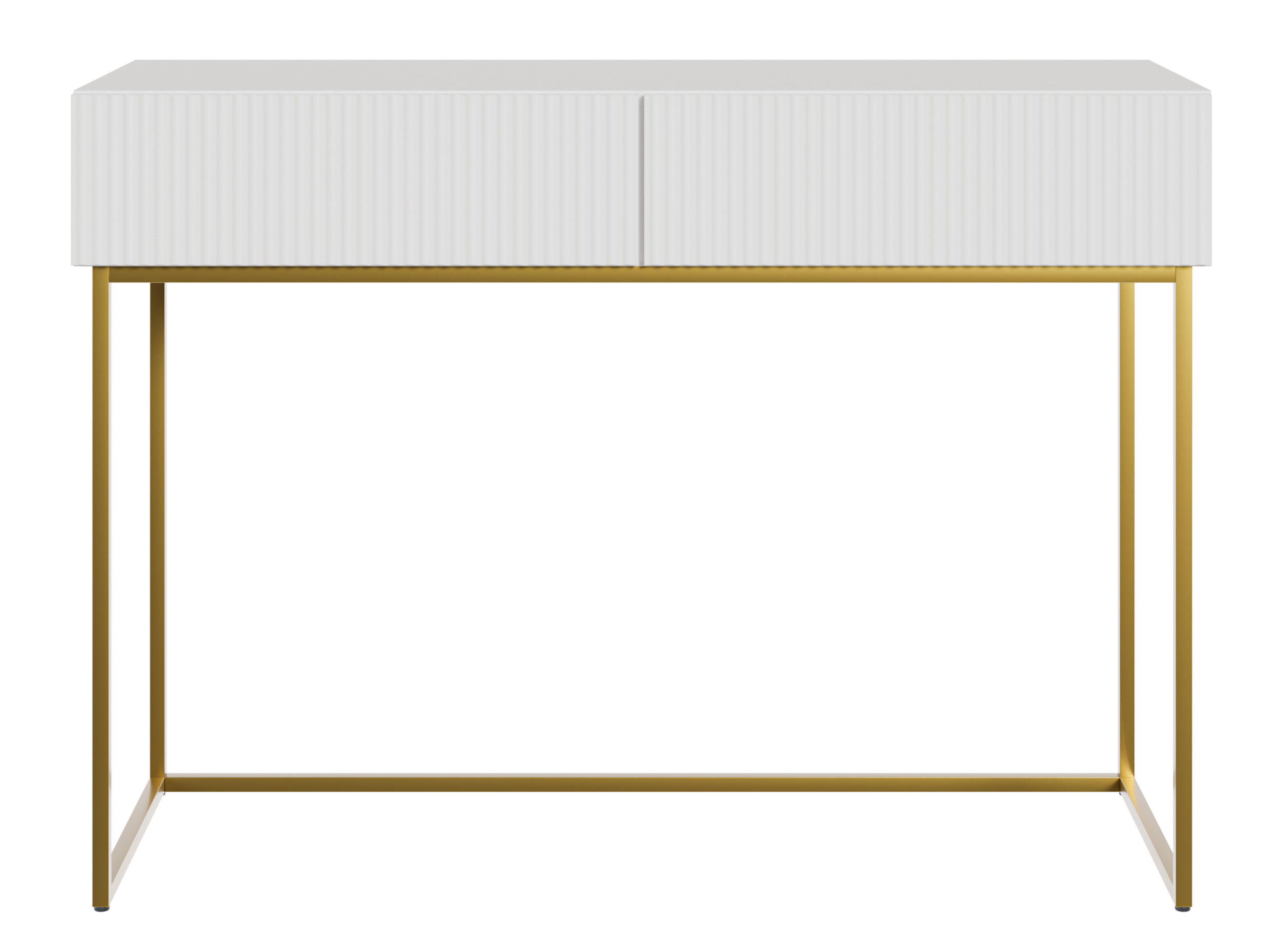 SCHMINKTISCH Veldio Weiß mit goldenen Beinen 110 cm - Goldfarben/Weiß, Holzwerkstoff/Metall (110/79/40cm) - Selsey