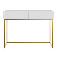 SCHMINKTISCH Veldio Weiß mit goldenen Beinen 110 cm - Goldfarben/Weiß, Holzwerkstoff/Metall (110/79/40cm) - Selsey