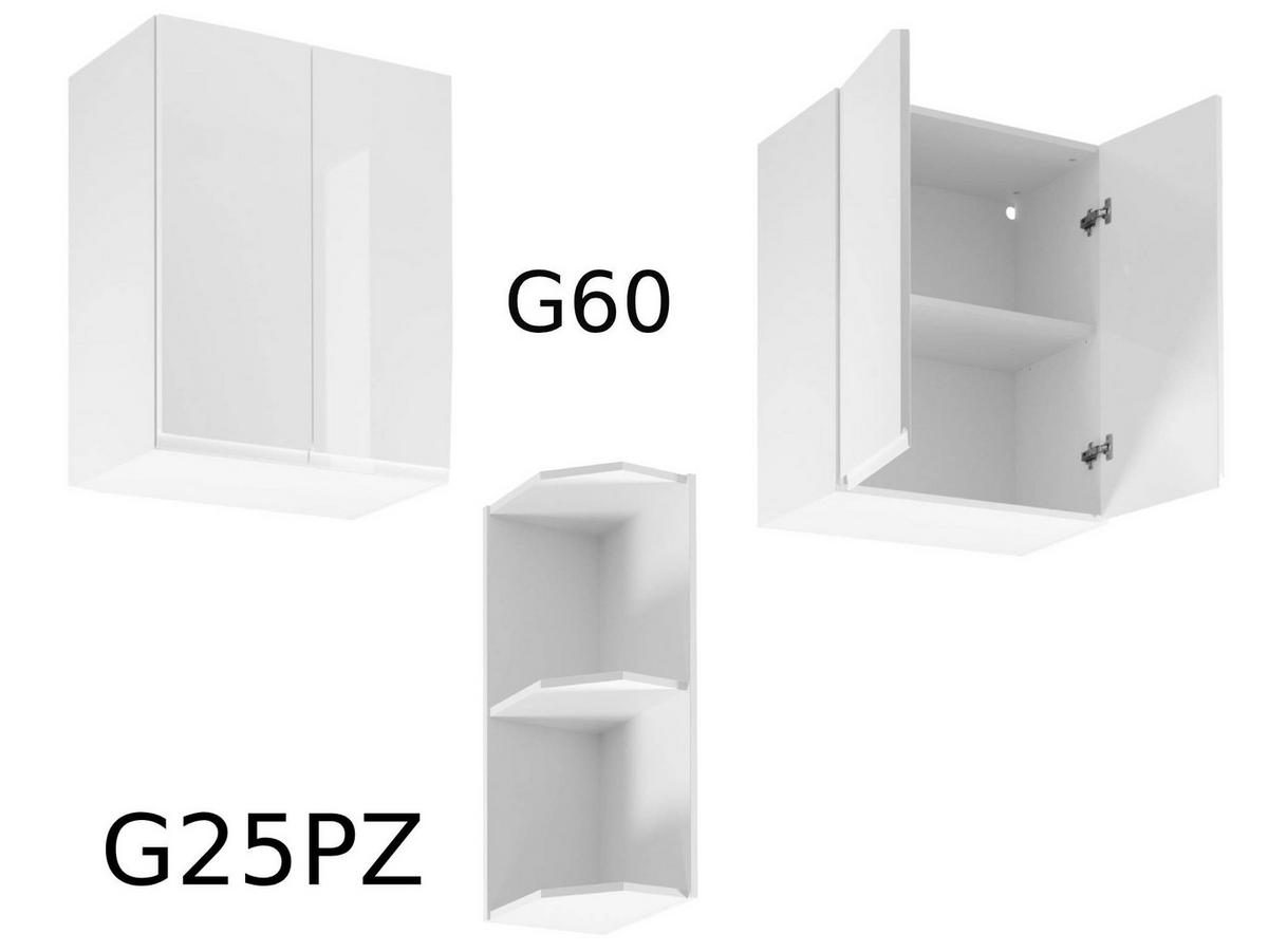 KÜCHENZEILE 360 cm - Aspen KA16-M360- in Weiß/Hochglanz - Weiß Hochglanz, Holz (360/212/52cm)