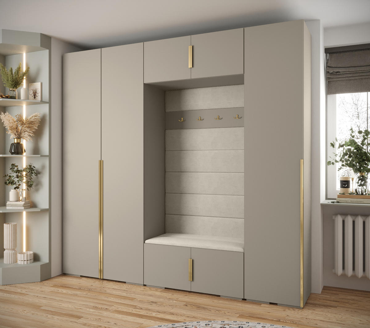 GARDEROBEN-SET 236,7/250/47 - Kaschmir/Goldfarben, Holz/Kunststoff (250/236.7/47cm) - Abiks Möbel