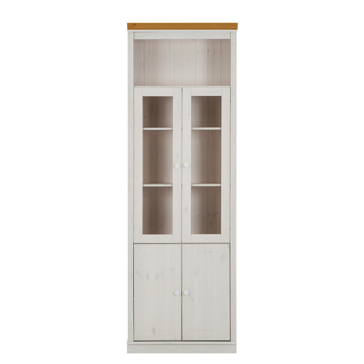 STANDVITRINE - Kiefer massiv - Weiß/Kieferfarben, Holz (74/223/37cm) - home24
