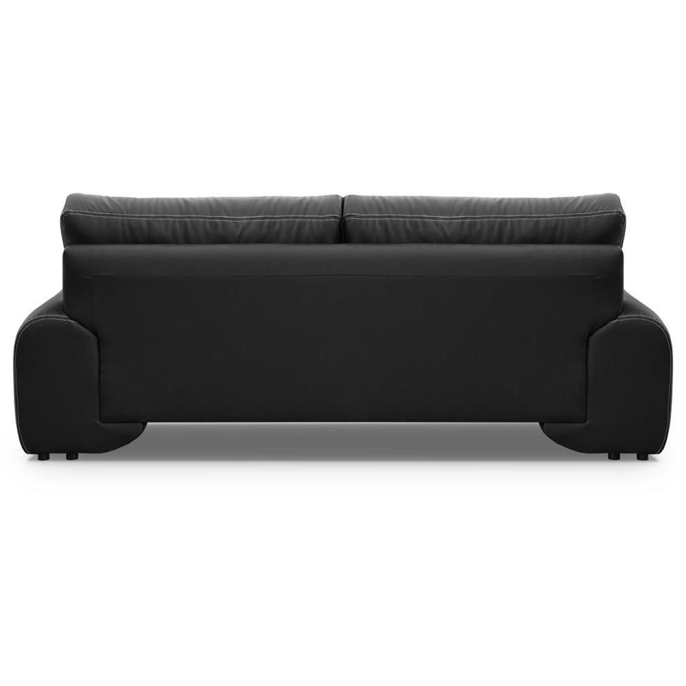 SOFA 3-SITZER Omega schwarz - Chromfarben/Schwarz, Leder/Metall (225/88/98cm) - Beautysofa