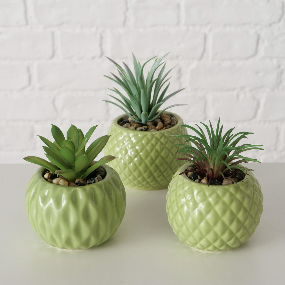 KÜNSTLICHER SUKKULENT Maluha 10,5 cm - Grün, Keramik (10.5cm) - Boltze Home