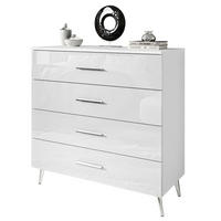 KOMMODE AURA GRIFFE mit Schubladen Beinfarbe – Chrom - Weiß, Holzwerkstoff (95/90/40cm) - Lookway