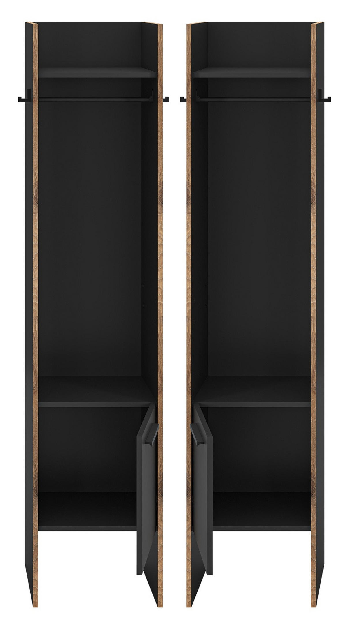 GARDEROBE grau und Nox Eiche, Kompaktgarderobe 42 x 189 cm, Salud - Dunkelgrau/Schwarz, Holzwerkstoff/Kunststoff (42/189/37cm) - Inn.Furn