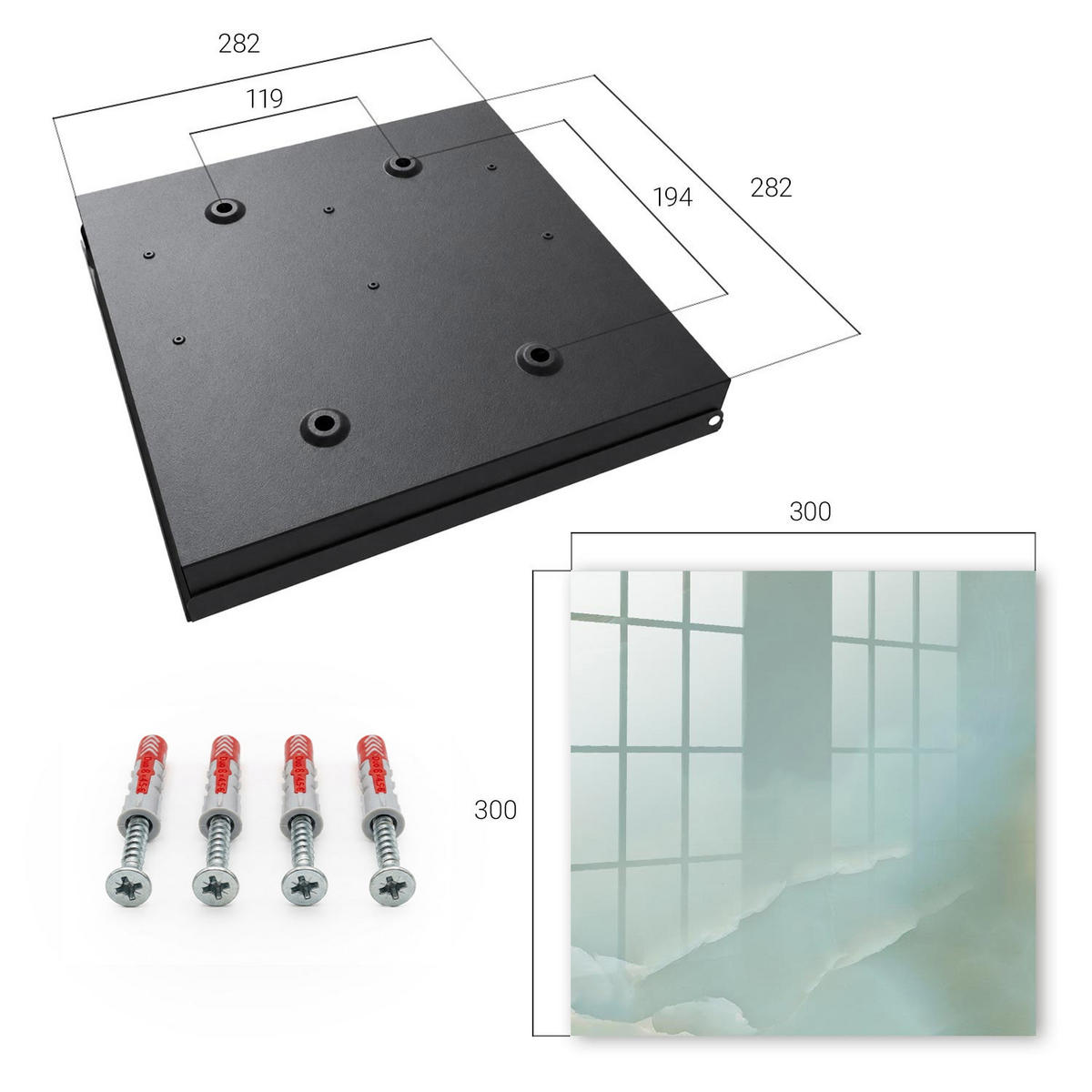 SCHLÜSSELBOX Schwarz 30x30 cm- Türöffnung nach rechts - Pastellharmonie - Türkis, Metall (30/30/5cm) - TULUP