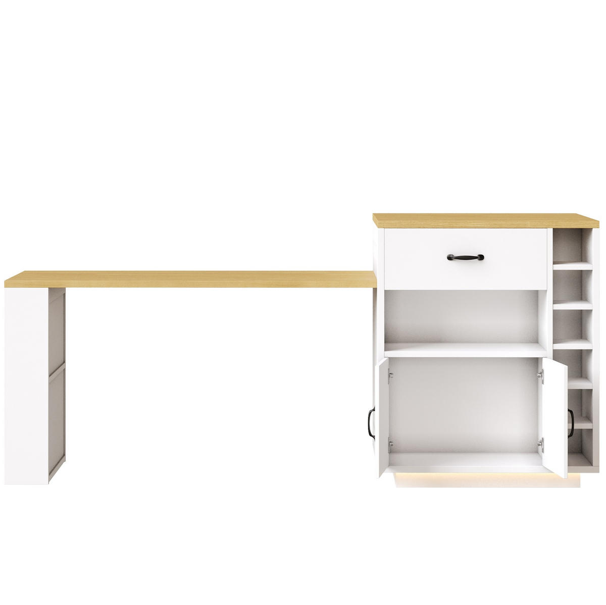 KÜCHENINSEL 80/95,5/70 cm Weiß aus MDF und Metall mit Ausziehtisch - Weiß, Holzwerkstoff (70/95.5/80cm) - OKMYHOME