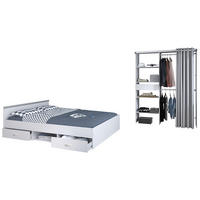 JUGENDZIMMER weiß 2-teilig, Komplett-Set mit Stauraumbett und Kleiderschrank - Silberfarben/Weiß, Holzwerkstoff/Kunststoff (206/182/145cm) - Parisot Meuble
