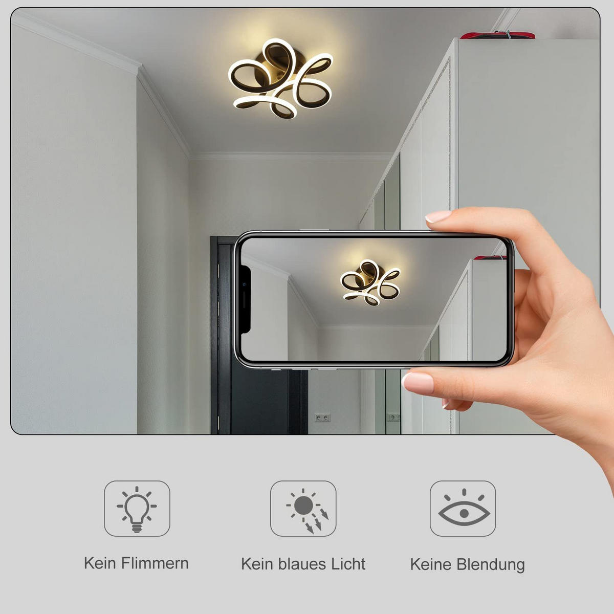 LED-DECKENLEUCHTE Naxis 27/27/9 cm - Schwarz, Metall (27/27/9cm) - Nettlife