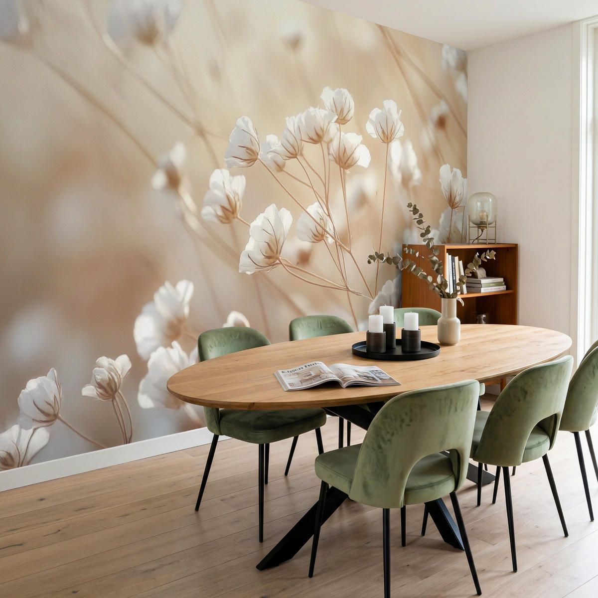 TAPETE - Wild - Blumen - Weiß - 350x220 cm - Creme, Papier (350/220cm) - OnlyWow