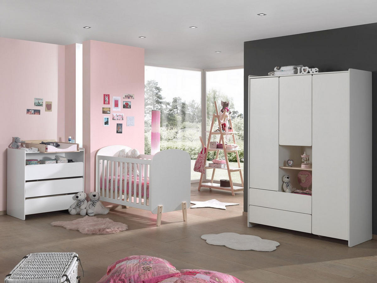 BABYZIMMEREINRICHTUNG Karilynn 2 Komplettset Massivholz+MDF Weiß - Weiß, Holz (442/190/74cm) - 58aufmkessel