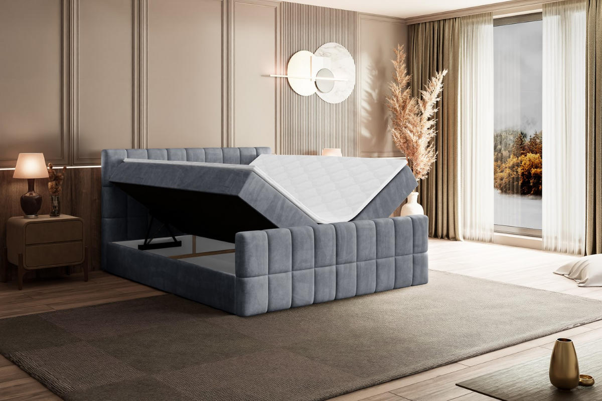 BOXBETT MIAMI-Z - 140x200 cm - H3 - Grau - Grau, Holzwerkstoff (140/200cm) - ALTDECOR