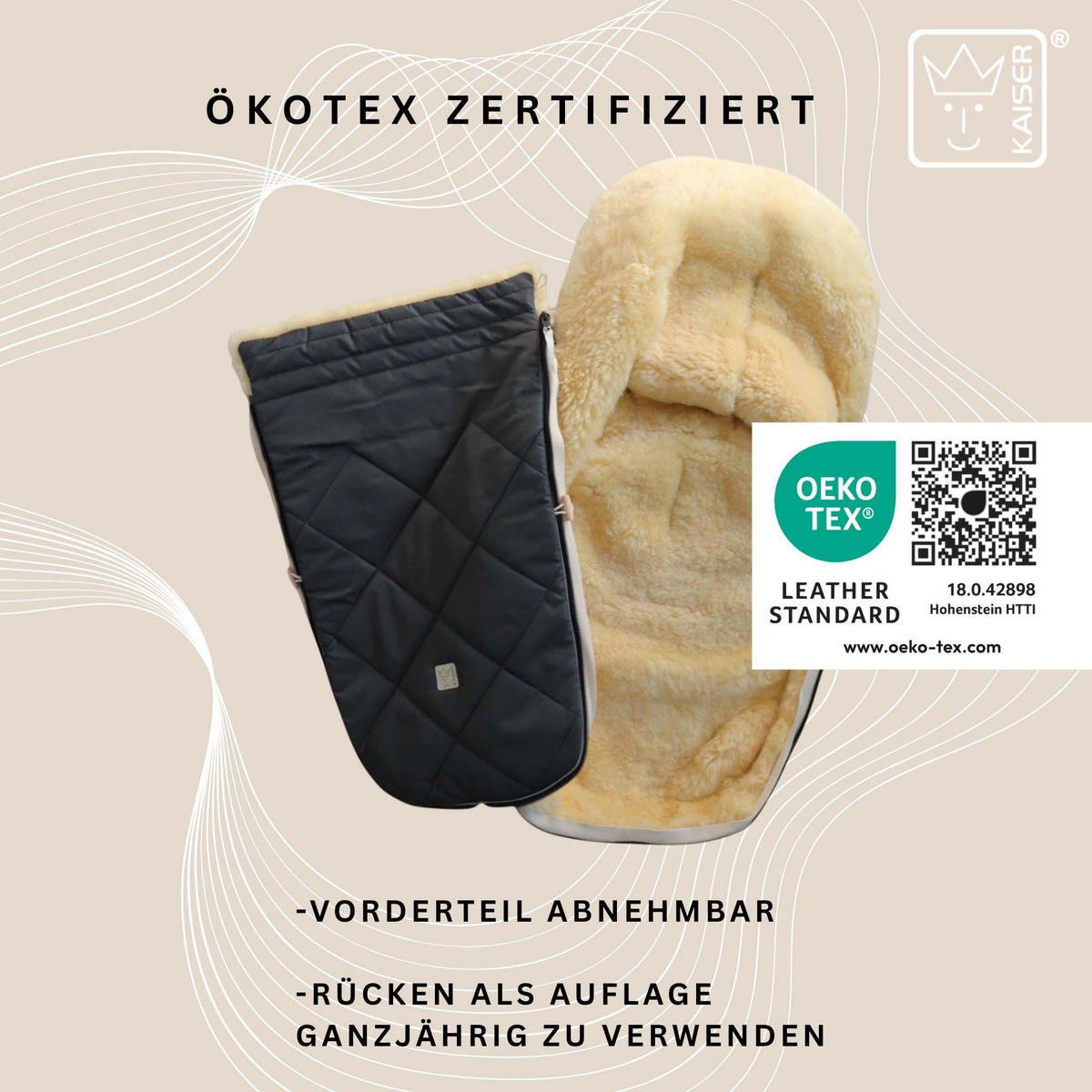 LAMMFELL-FUSSSACK Classic for Bugaboo, anthracite - Anthrazit, Fell (45/100cm) - Kaiserbaby