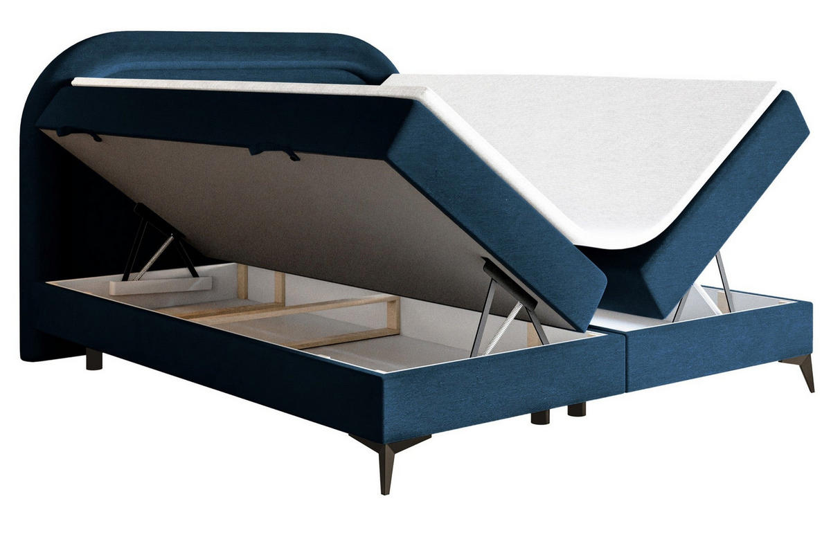 BOXBETT LOREO Dunkelblau Samt wasserfest 140x200 cm - Schwarz/Dunkelblau, Kunststoff/Textil (140/200cm) - Selsey