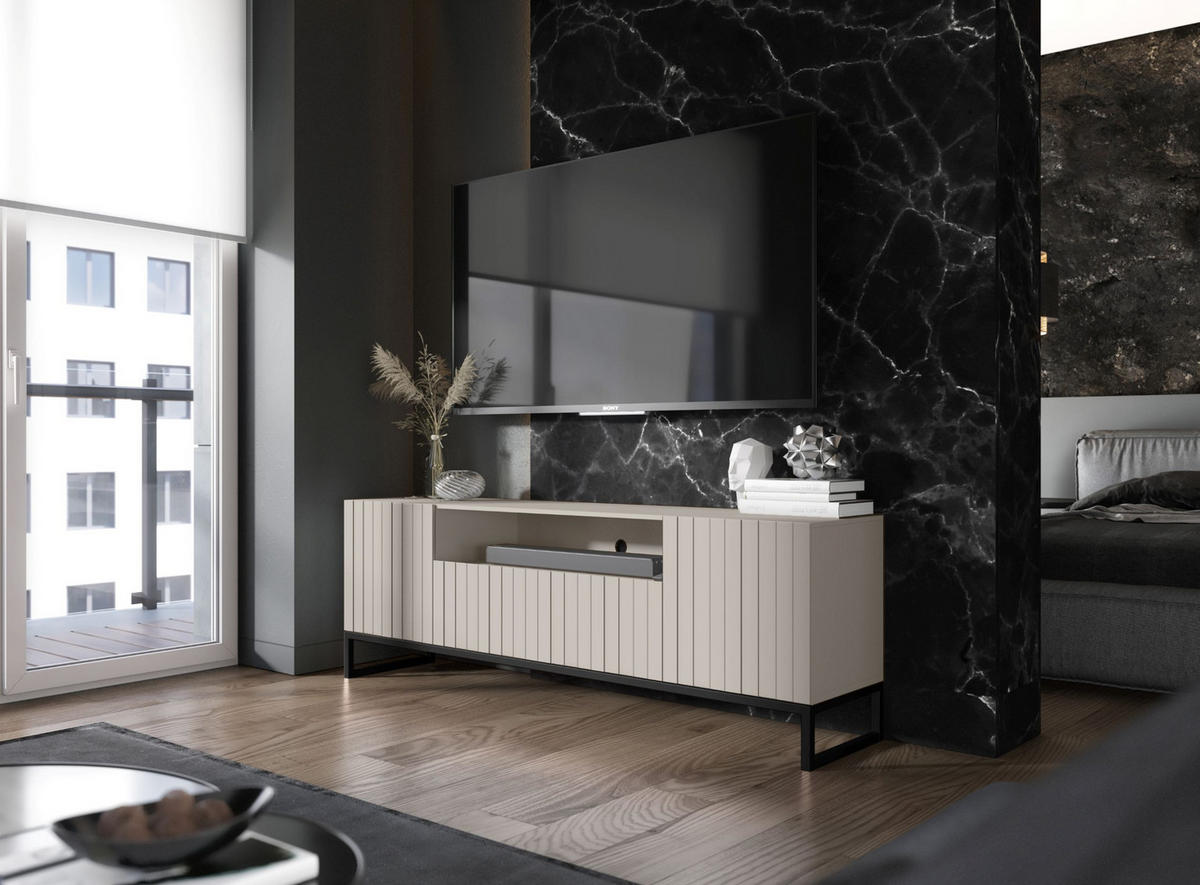 TV-SCHRANK Elpis2 Kaschmir Matt mit Metallrahmen Glamour 150 cm - Kaschmir, Holzwerkstoff (150/51.5/36.5cm) - Meble Lindner