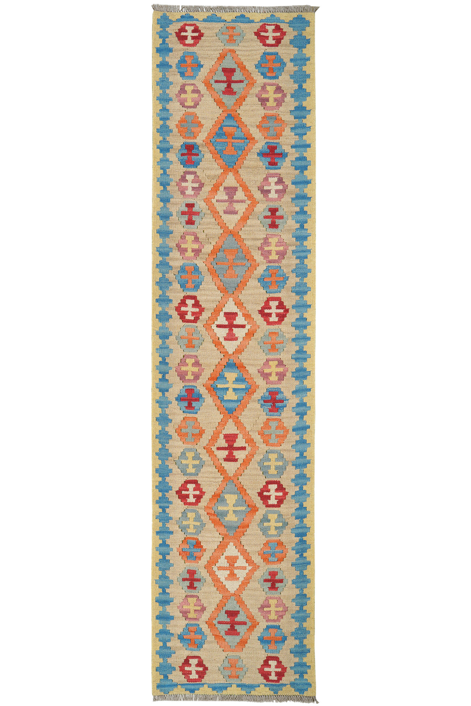 HANDWEBTEPPICH Kelim Gashgai Beige 253/59 cm Schurwolle - Beige, Textil (59/253cm) - Looma