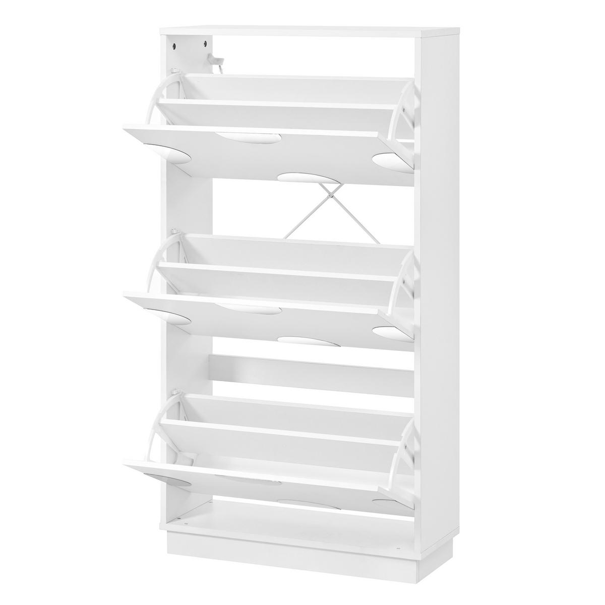 SCHUHSCHRANK Weiß 63/24/120 cm - Weiß, Holzwerkstoff (63/120/24cm) - PANGIVO