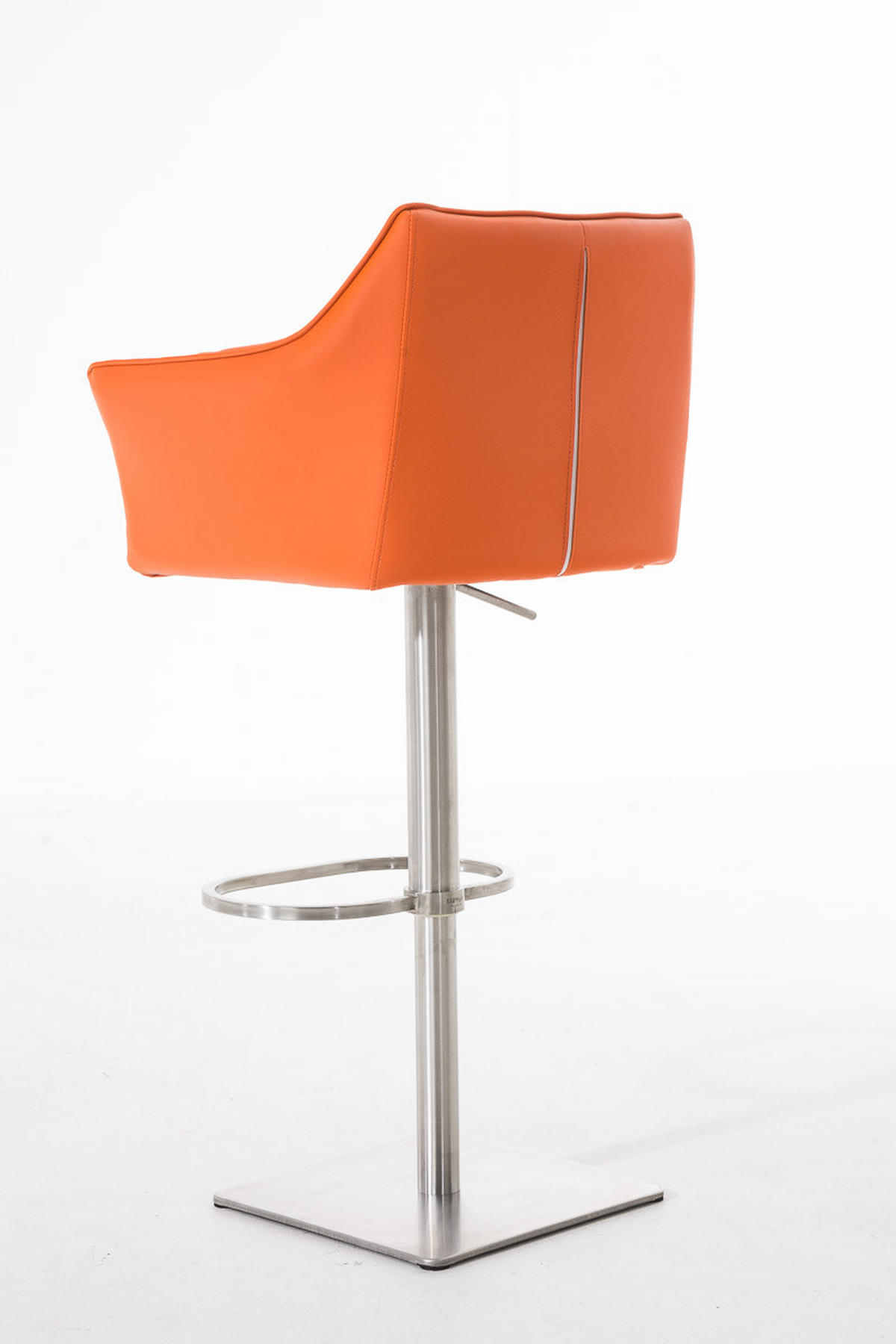 BARHOCKER Sihar Kunstleder Orange Silber - Orange, Leder/Metall (64/88/45cm) - DELUKE