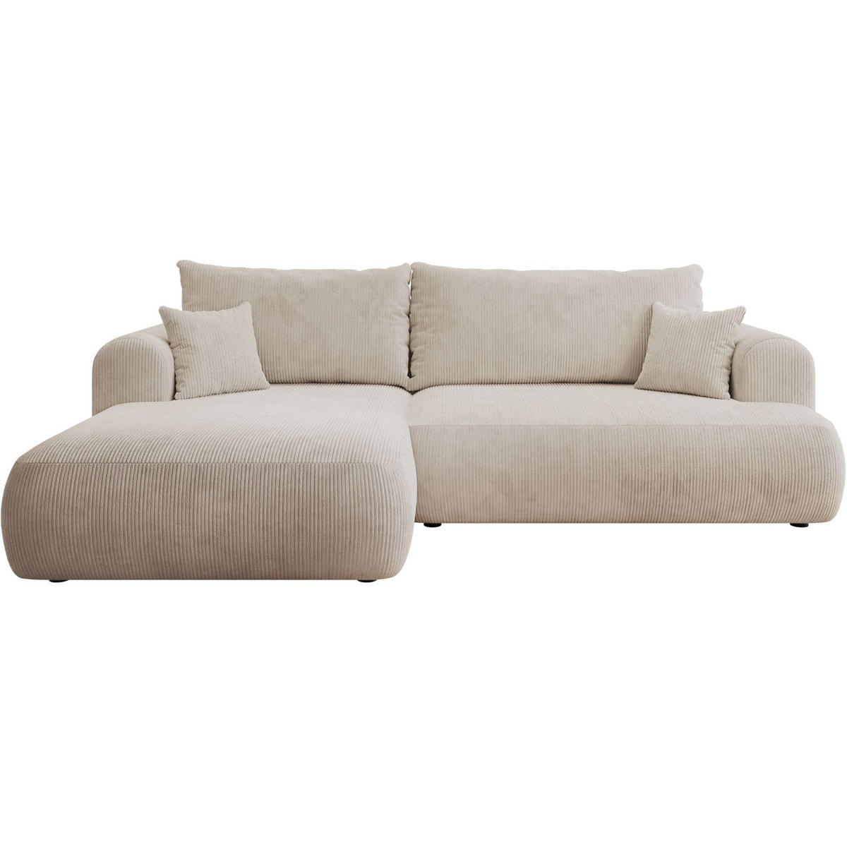 ECKSOFA Ovo Cord mit Cordbezug Hellbeige, links - Ecru/Schwarz, Textil (260/165cm) - Selsey