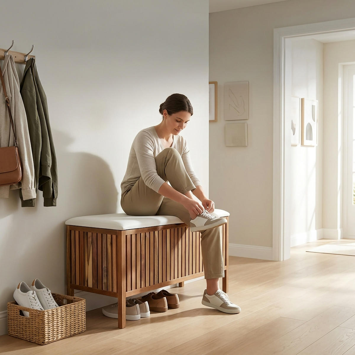 WÄSCHETRUHE - Multicolor, Holz/Holzwerkstoff (78/56/39cm) - Relaxdays