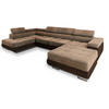 WOHNLANDSCHAFT CASONE L-S Beige Velours-Stoff mit Schlaffunktion - Beige, Holz (345/90/202cm) - MASSENO