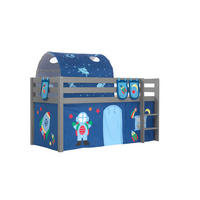 KINDERBETT Karolina 210x114x106 Massivholz Grau Textilset Astro 4 - Blau/Grau, Holz (90/200cm) - 58aufmkessel