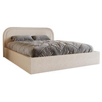DOPPELBETT 180x200 Dune mit Bettkasten, runde Kopfteil, Bouclé, Creme - Creme, Holz/Textil (180/200cm) - Emporius