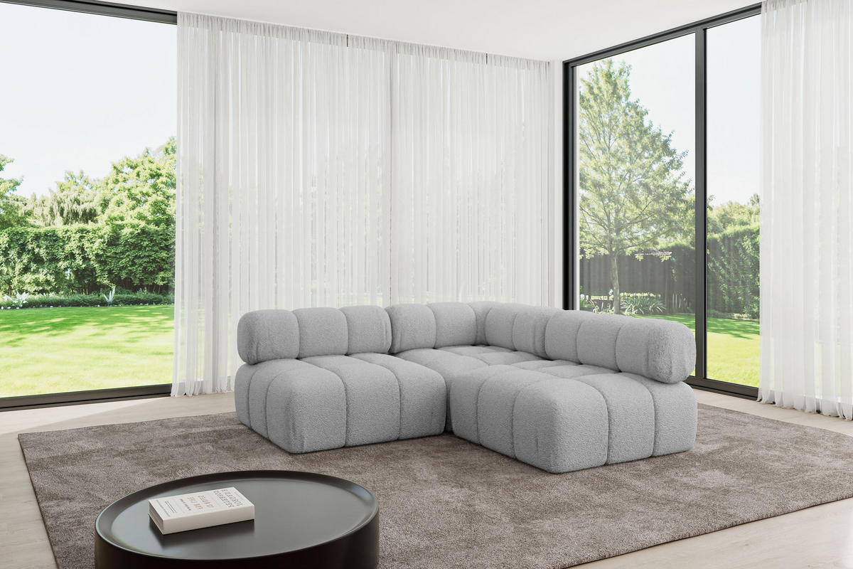 ECKSOFA modulares Sofa Samaro-L1 - 190x190x70 cm Hellgrau Bouclé - Hellgrau, Holzwerkstoff/Textil (190/190cm) - ALTDECOR