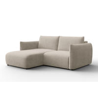 ECKSOFA TAUER 3-Sitzer LINKS, Bouclé-Stoff beige - Beige/Schwarz, Holz/Textil (173/206cm) - Courtois Laville