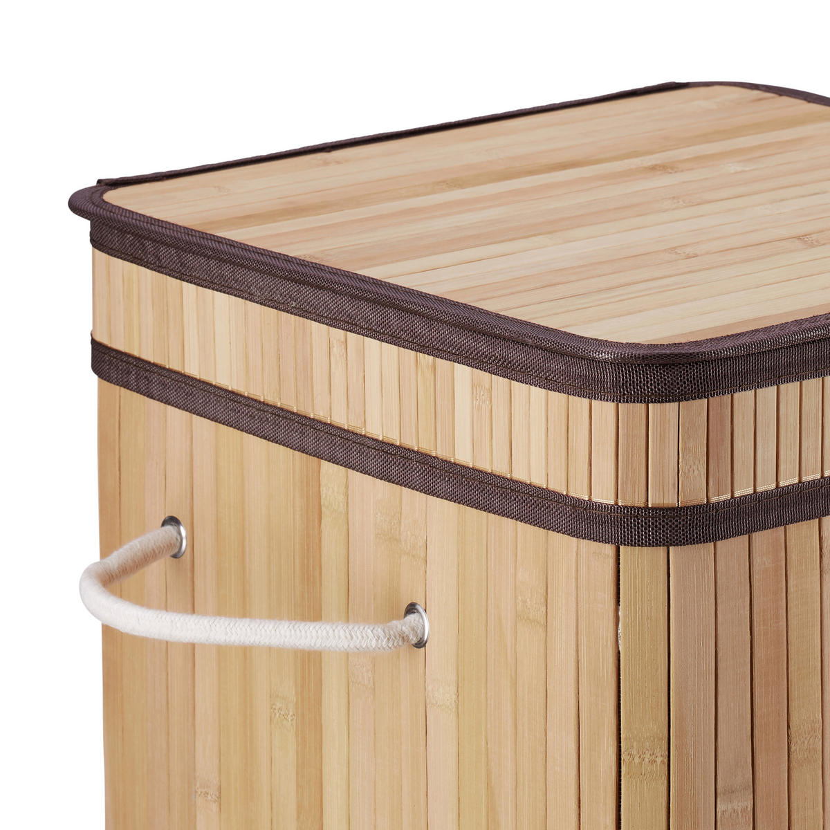 WÄSCHEKORB - Hellbraun, Holz/Textil (36/63/36cm) - Relaxdays