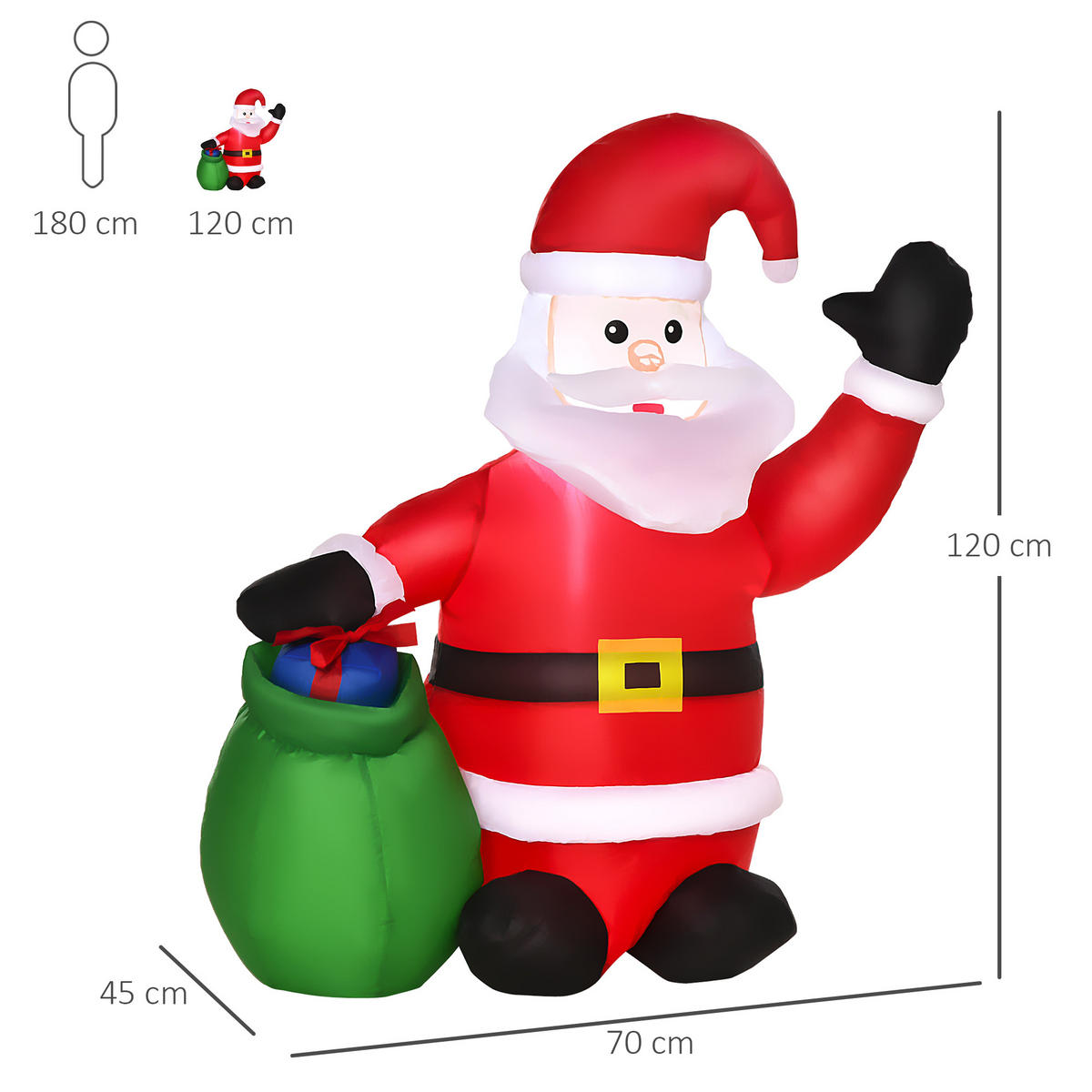 WEIHNACHTSMANN Rot 70.0/45.0/120.0cm - Rot, Textil (45/120/70cm)