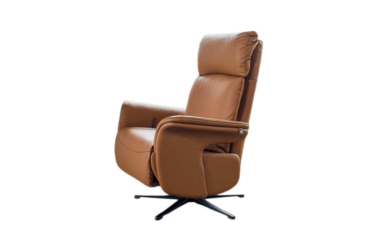 RELAXSESSEL NAMA Braun Leder Relaxfunktion - Schwarz/Braun, Leder/Metall (78/111/86cm) - KAWOLA