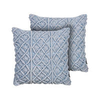 Dekokissen 2er-Set Blau 45/45 cm Goreme - Blau, Naturmaterialen (45/45cm) - Beliani