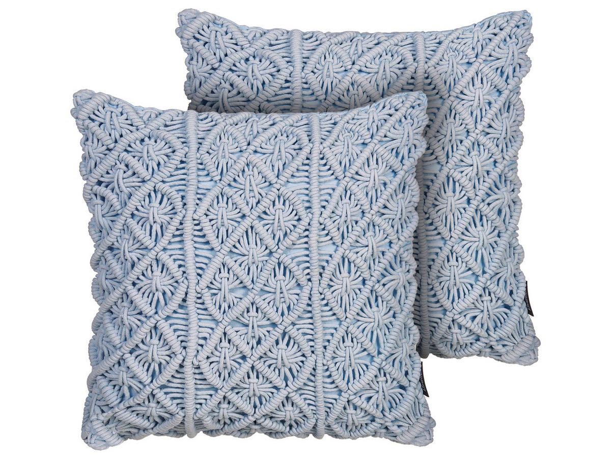 Dekokissen 2er-Set Blau 45/45 cm Goreme - Blau, Naturmaterialen (45/45cm) - Beliani