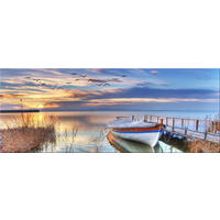 GLASBILD 80x30 cm Boot Sonnenuntergang - Gelb, Glas (80/30cm) - artissimo