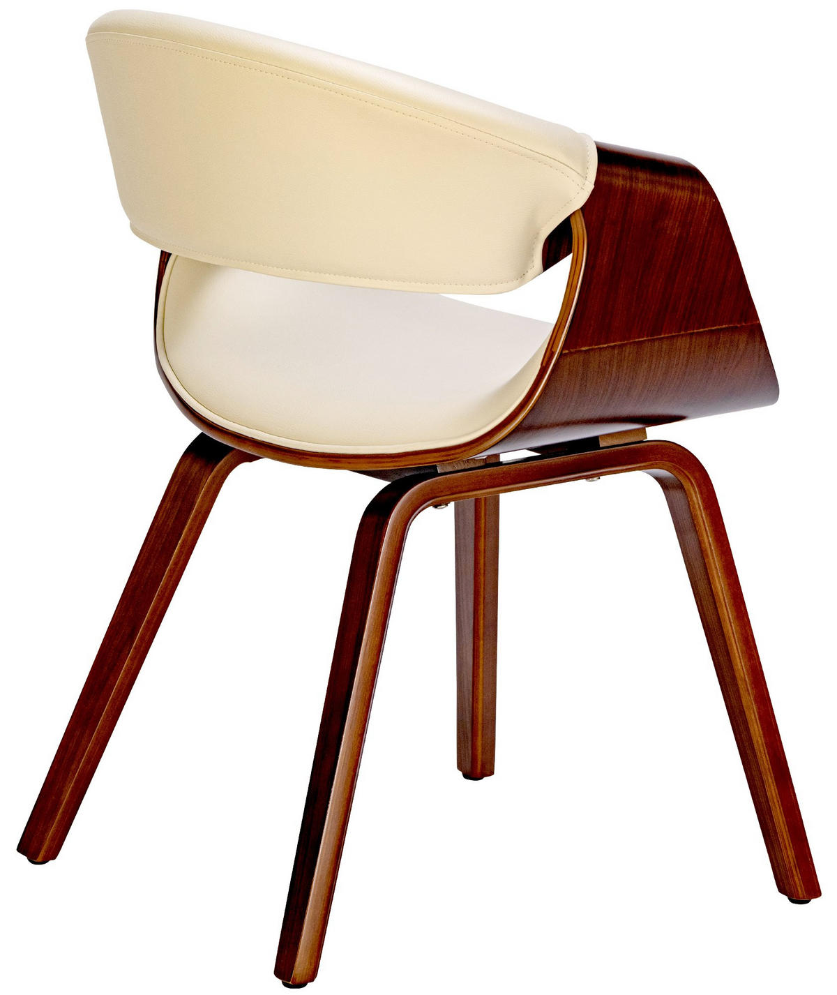 STUHL 2er Set Lederlook walnuss/creme - Walnussfarben/Creme, Holz/Textil (62/76/52cm) - CLP