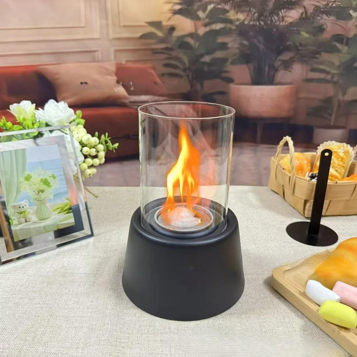BIOETHANOL-KAMIN Weiß 14.8/14.8/20.5 cm - Schwarz, Metall (14.8/20.5/14.8cm) - Authentics