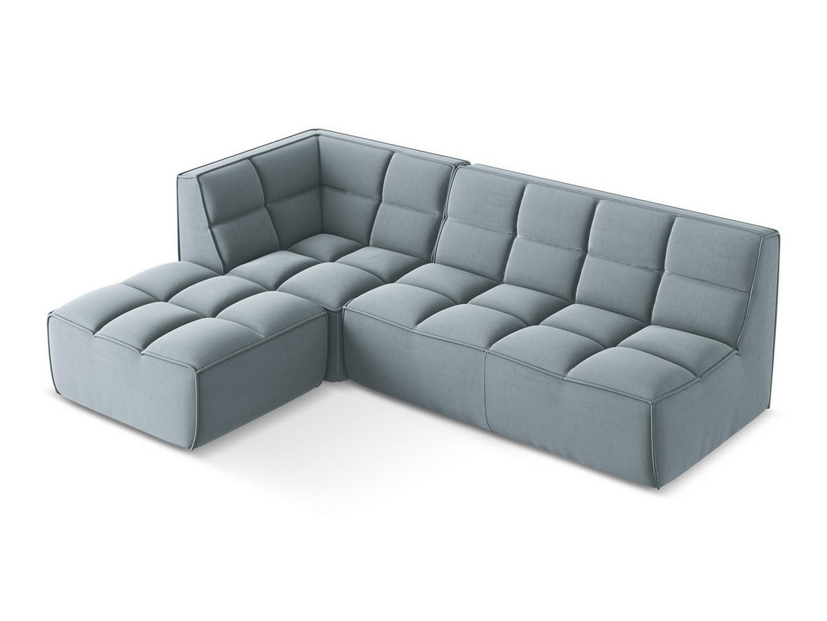 ECKSOFA Beidseitig Samt Stoff Blau - Blau/Schwarz, Kunststoff/Textil (258/178cm) - Makamii