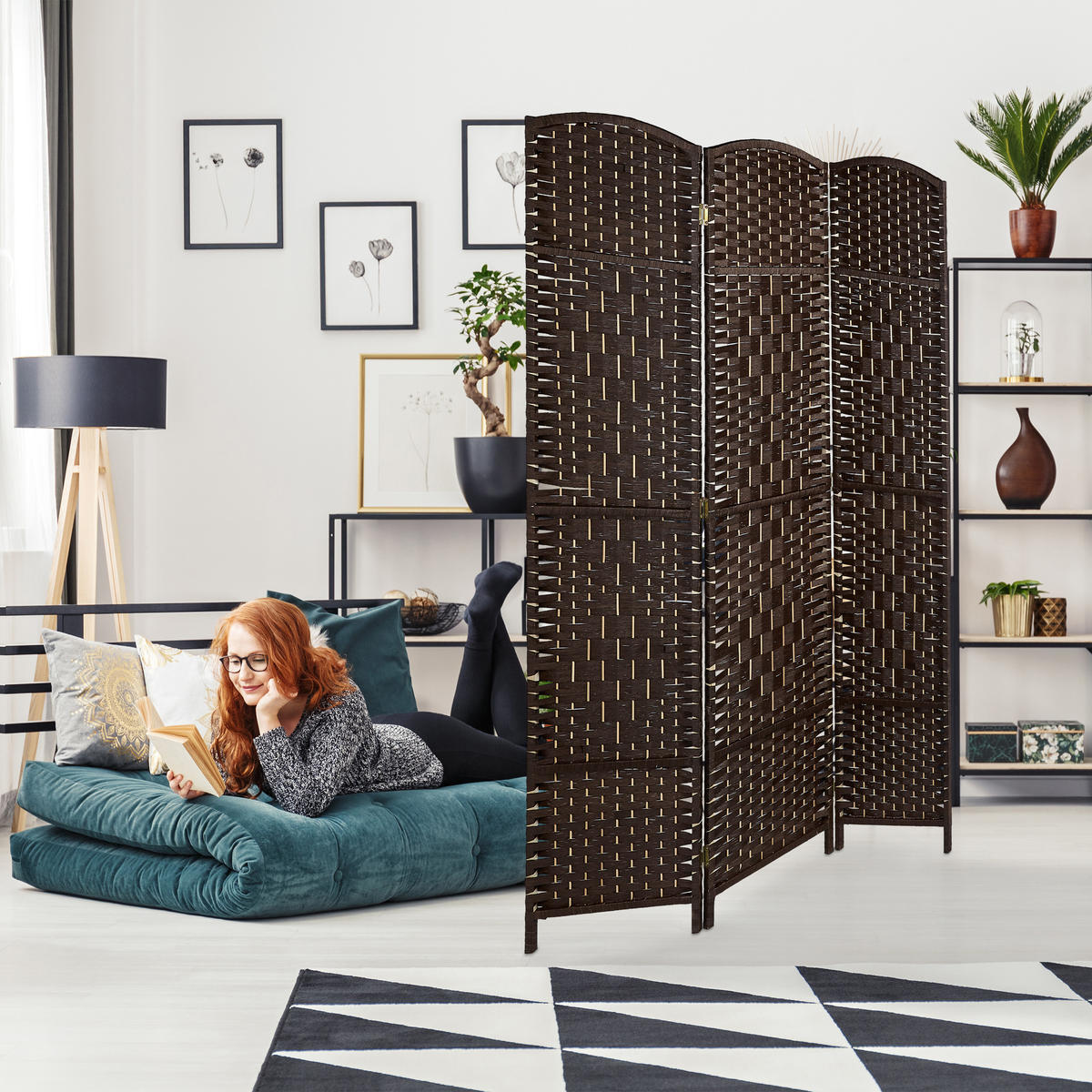 PARAVENT - Braun, Holz/Papier (120/170/2cm) - Relaxdays