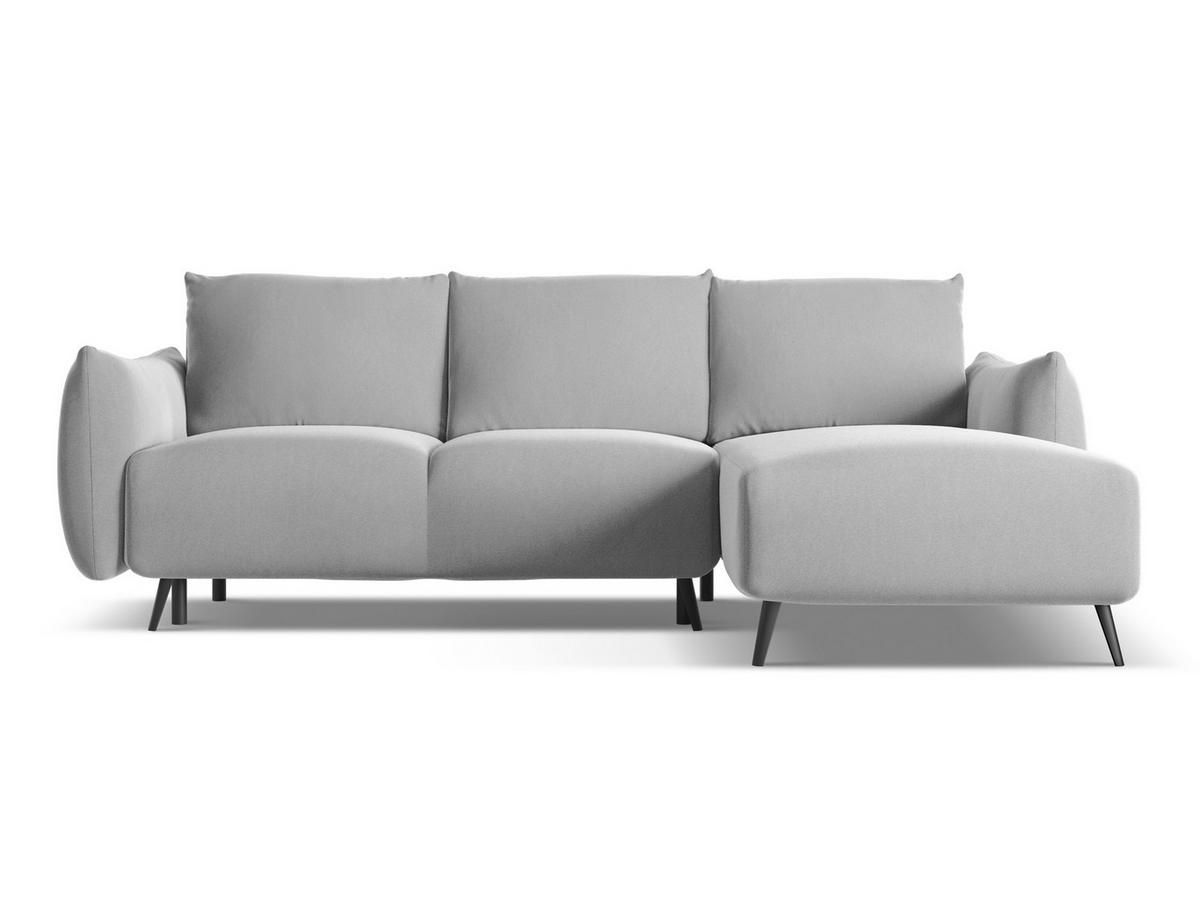 ECKSOFA mit Schlaffunktion Samt Stoff Grau - Schwarz/Grau, Textil/Metall (242/162cm) - Makamii