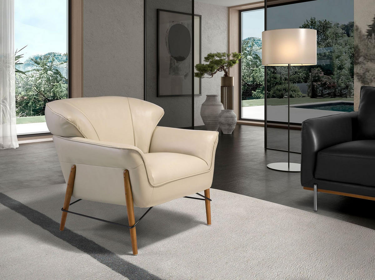 SESSEL Ledersessel Sand 86/85/81 cm - Sandfarben/Honig, Leder (86/81/85cm) - ANGEL CERDA