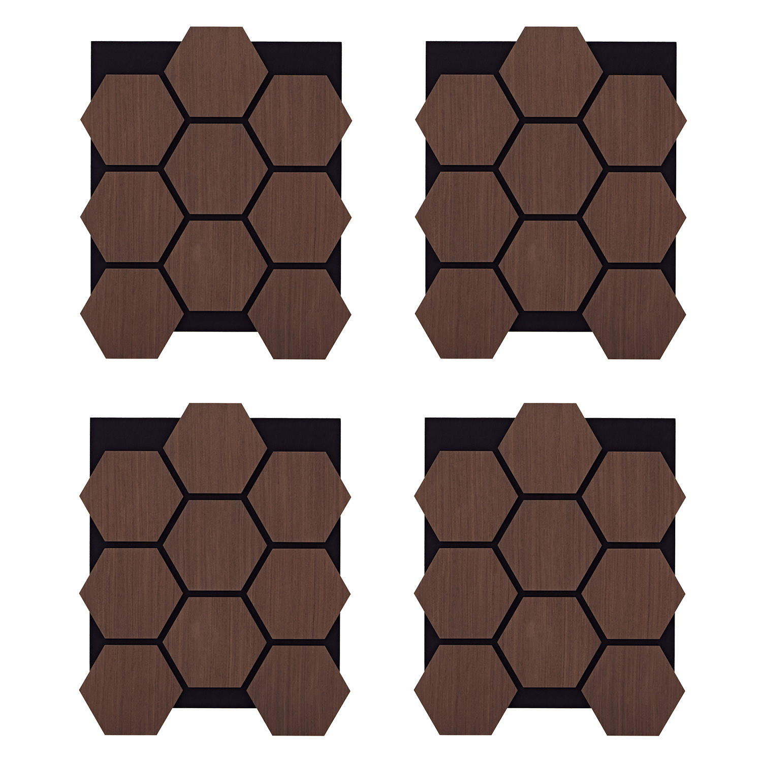 AKUSTIKPANEEL Hexagon Braun 4 Stück - Braun, Holz (62/76/2cm) - Homestyle4u