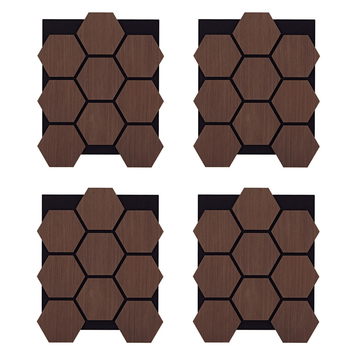 AKUSTIKPANEEL Hexagon Braun 4 Stück - Braun, Holz (62/76/2cm) - Homestyle4u