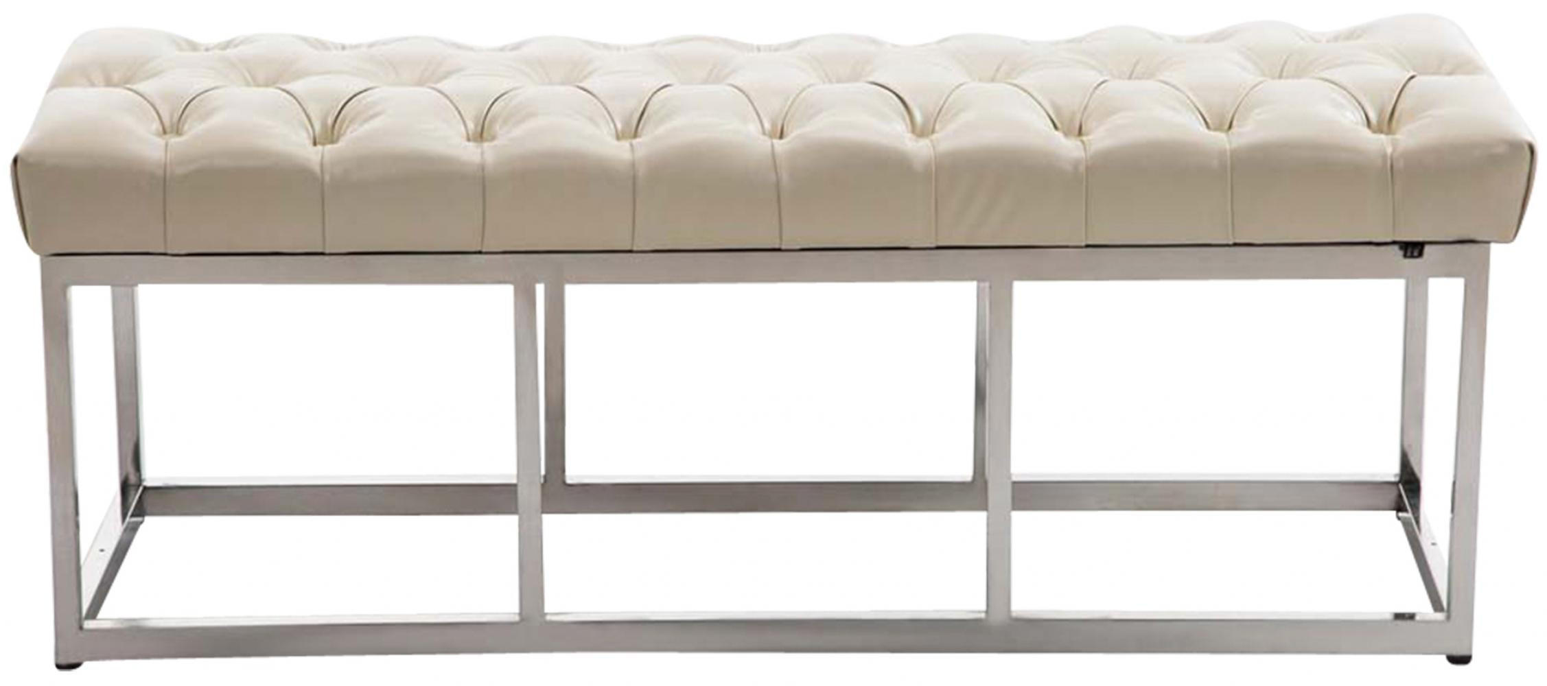 SITZBANK 120/38 cm Kunstleder creme - Edelstahlfarben/Creme, Textil/Metall (120/46/38cm) - CLP