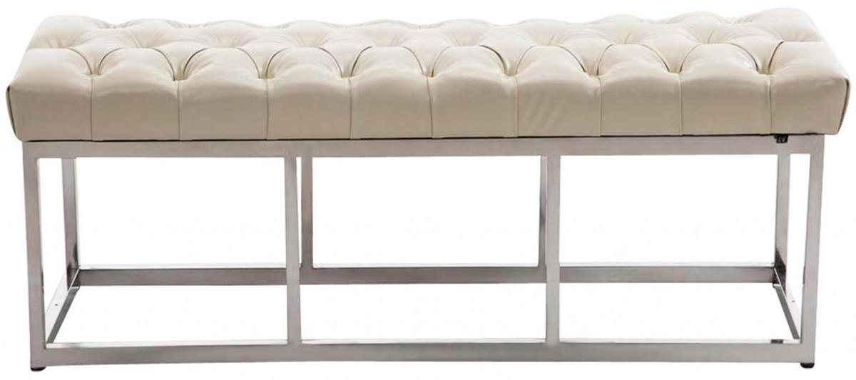 SITZBANK 120/38 cm Kunstleder creme - Edelstahlfarben/Creme, Textil/Metall (120/46/38cm) - CLP